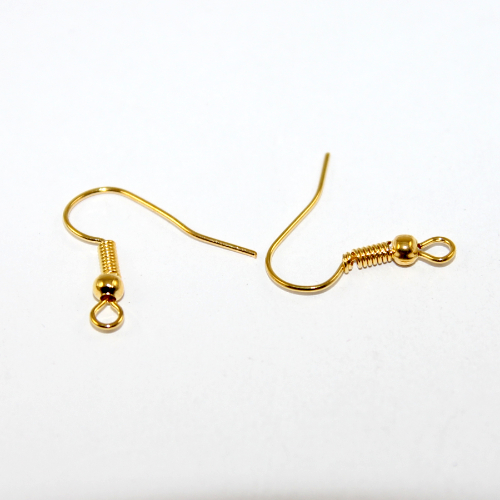 20mm French Hook with Spring & Ball - Pair - Bright Gold