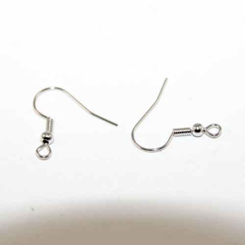 20mm French Hook with Spring & Ball - Pair - Platinum