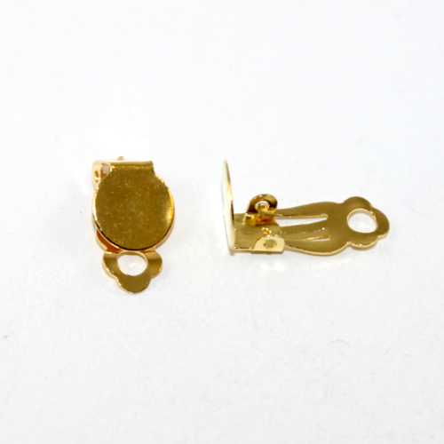 10mm Flat Pad Clip On - Pair - Bright Gold