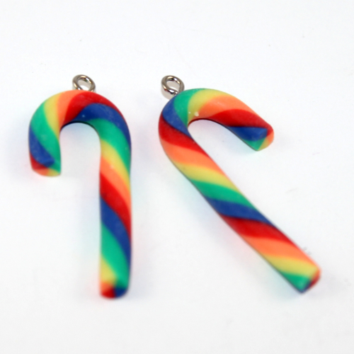 Rainbow Stripe Candy Cane Charm