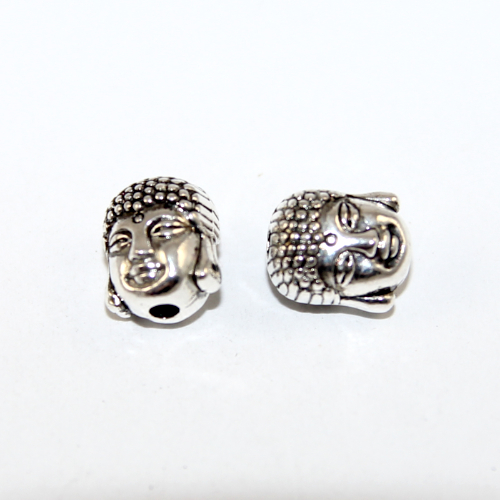 Buddha Head Bead - 2 Piece Pack - Silver