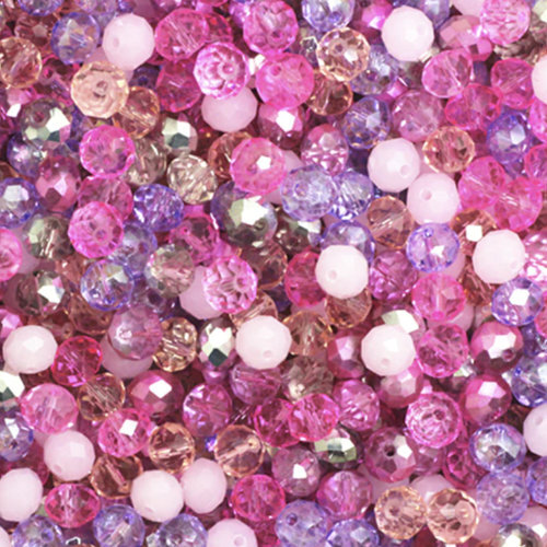 4mm x 6mm Rondelle Beads - Pink Mix - 50 Piece Bag