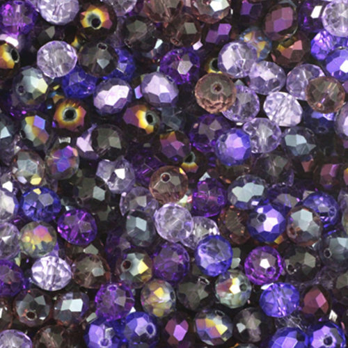 4mm x 6mm Rondelle Beads - Purple Mix - 50 Piece Bag