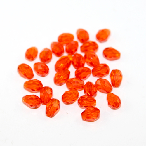 5mm x 7mm Orange Faceted Tear Drop Bead - 20 Piece Bag