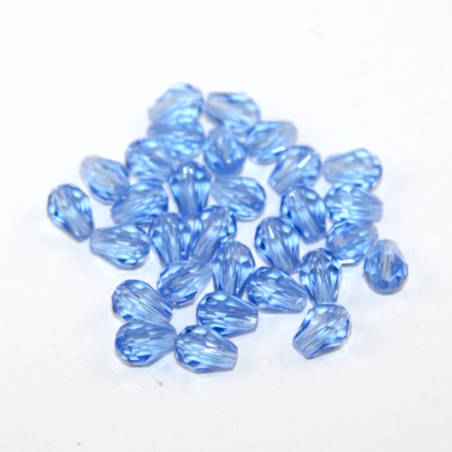 5mm x 7mm Pale Blue Faceted Tear Drop Bead - 20 Piece Bag