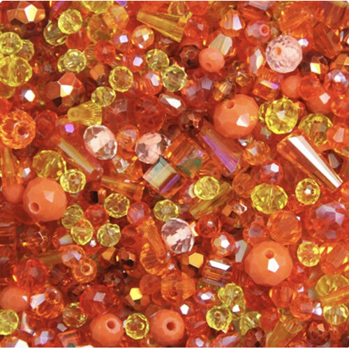 Mixed Faceted Shaped Bead - Orange Mix - 8gm Bag