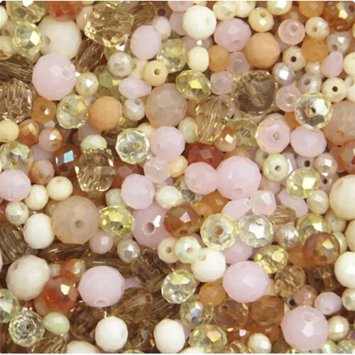 Mixed Faceted Shaped Bead - Peach Mix - 8gm Bag