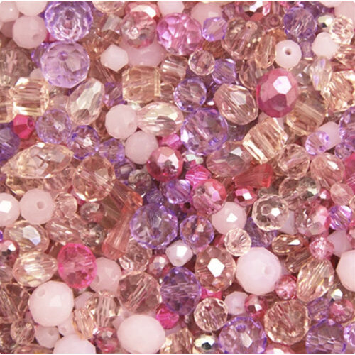 Mixed Faceted Shaped Bead - Pink Mix - 8gm Bag