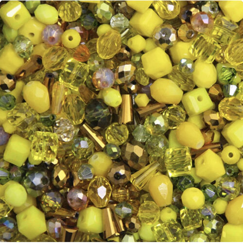 Mixed Faceted Shaped Bead - Yellow Mix - 8gm Bag