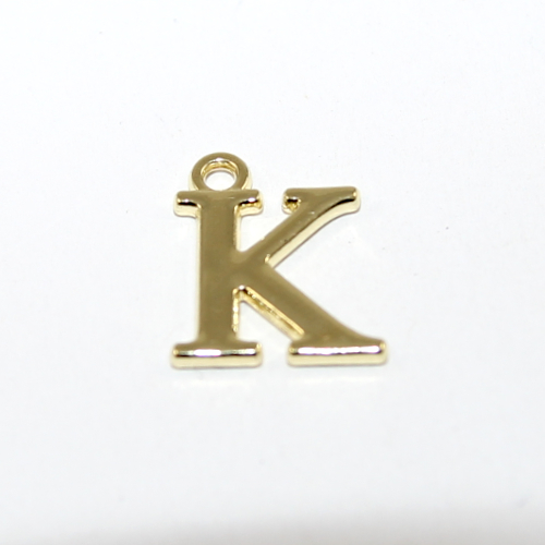 16mm Letter Charm - K - Pale Gold