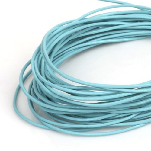 2mm Leather Cord - 5m Coil - Light Blue