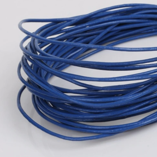 2mm Leather Cord - 5m Coil - Blue