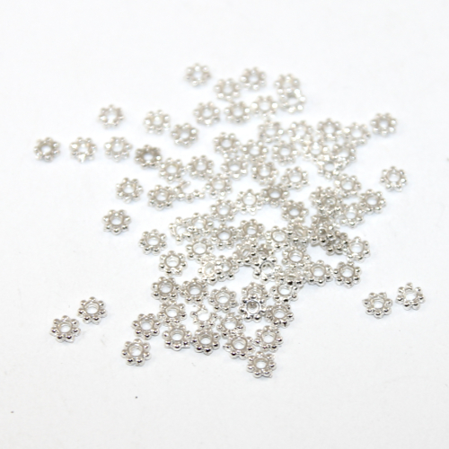 4mm Silver Daisy Spacer Bead - Pack of 100