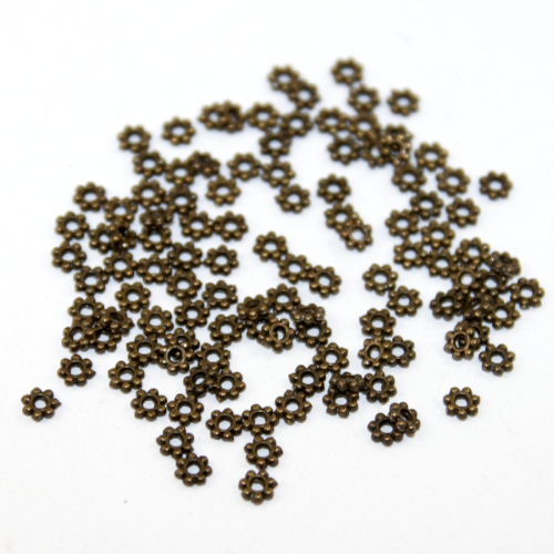 4mm Antique Bronze Daisy Spacer Bead - Pack of 100