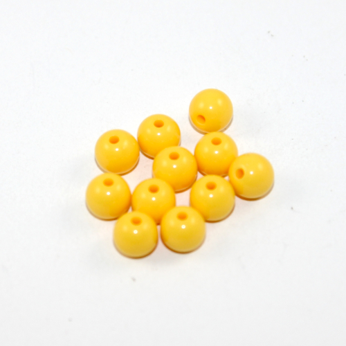 8mm Yellow Round Opaque Bead - 100 Piece Bag