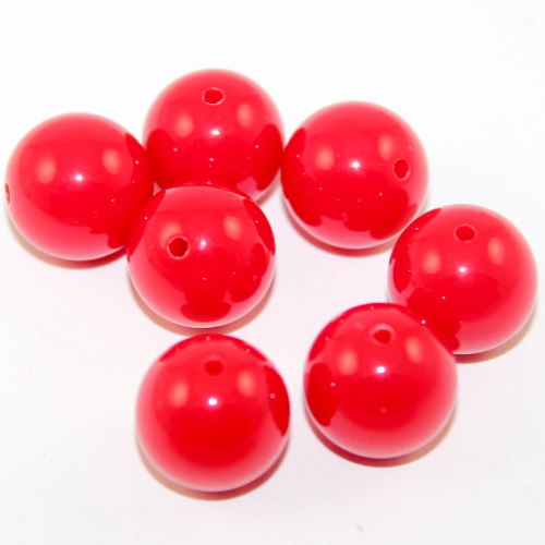16mm Red Round Opaque Bead - 14 Piece Bag