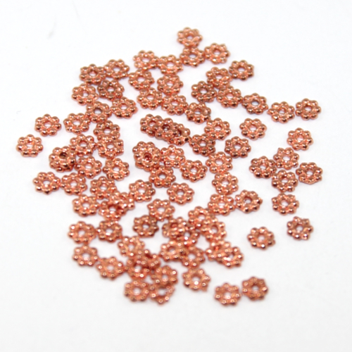 4mm Daisy Spacer Bead - Rose Gold - 100 Piece Bag