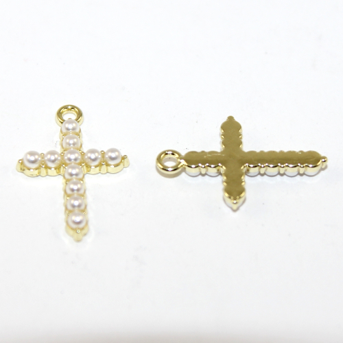 15mm x 23mm Pale Gold Pearl Cross