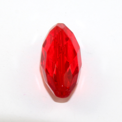 30mm x 14mm Faceted Oval Beads - Red - 5 Beads