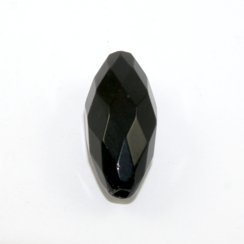 30mm x 14mm Faceted Oval Beads - Black - 5 Beads