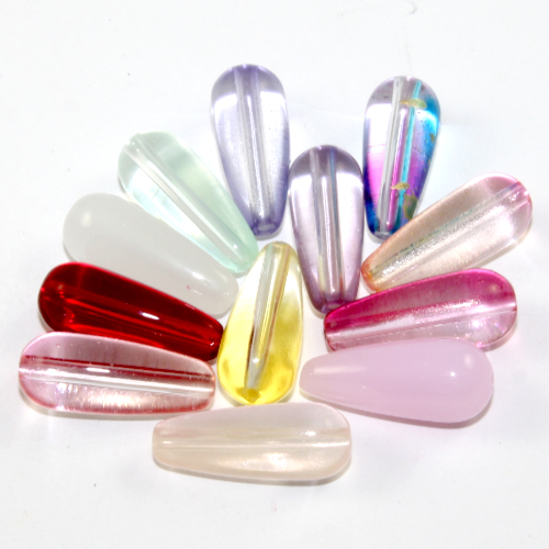 19mm x 9mm Tear Drop Beads - Mixed Colours - 10 Beads