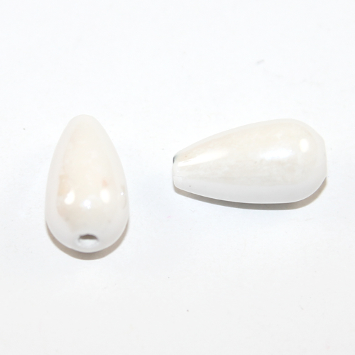 White Ceramic Tear Drop Bead - Pack of 4