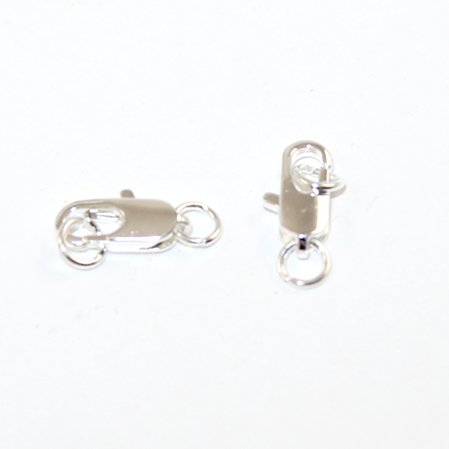 11mm x 5mm Flat Lobster Clasp with 2 Jump Rings - 925 Sterling Silver