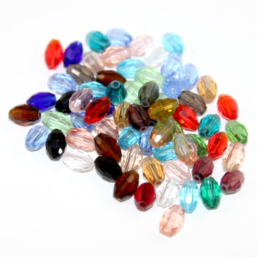 6mm x 8mm Random Mix Faceted Oval Glass Beads - 20 Piece Bag