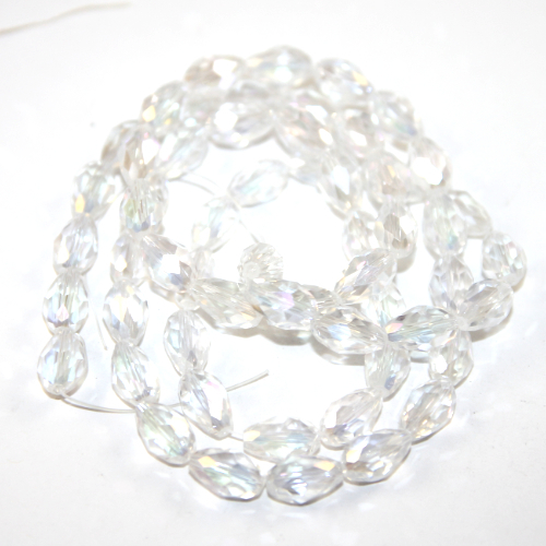 8mm x 12mm Crystal AB Faceted Tear Drop Beads - 10 Piece Bag