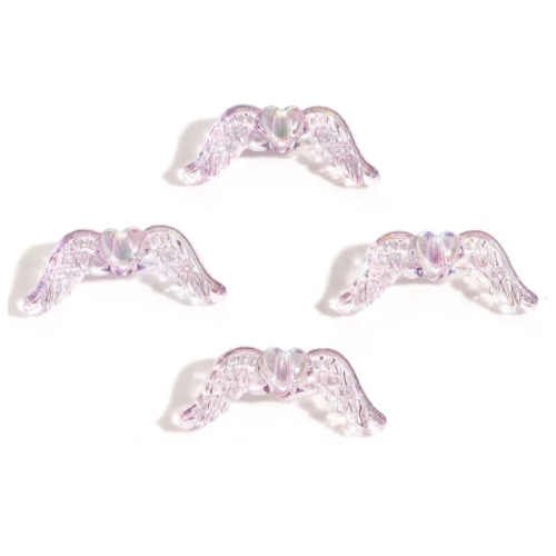 34mm x 14mm Mauve AB Acrylic Angel Wing Beads - Pack of 10