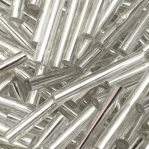 Silver Lined Clear 20mm Bugle Bead - 8gm Bag