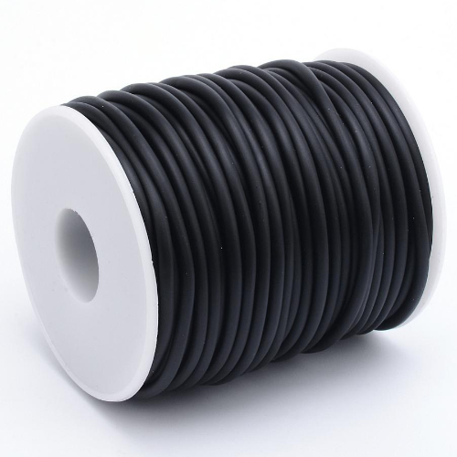 2mm Hollow Rubber Cord with a 1mm hole - Black