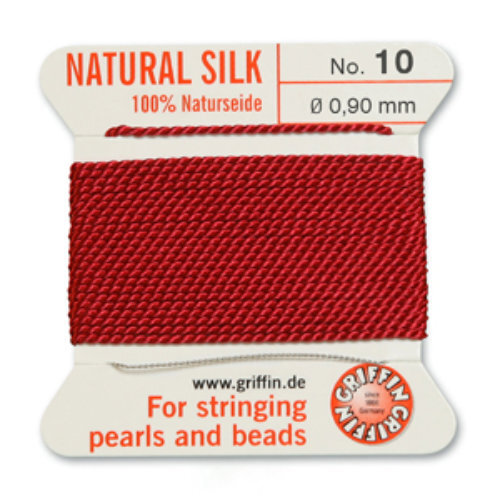 No 10 - 0.90mm - Garnet Carded Bead Cord 100% Natural Silk 