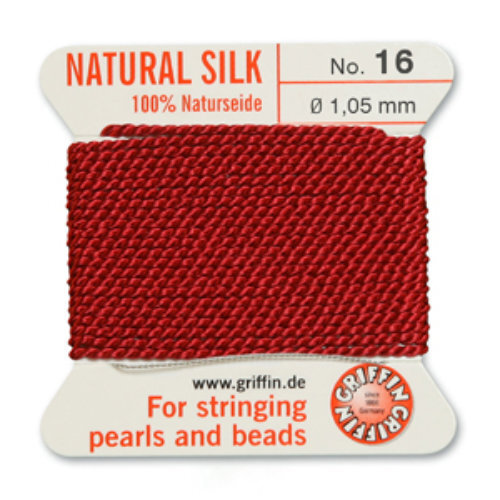 No 16 - 1.05mm - Garnet Carded Bead Cord 100% Natural Silk 