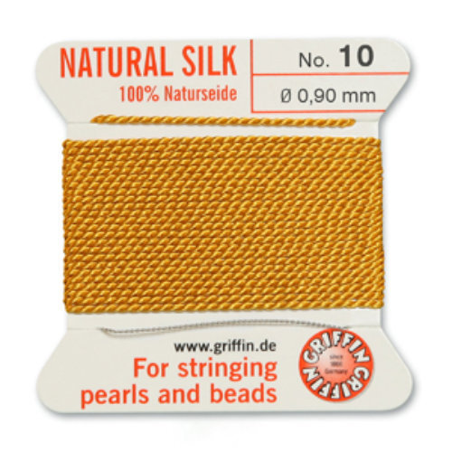 No 10 - 0.90mm - Amber Carded Bead Cord 100% Natural Silk 