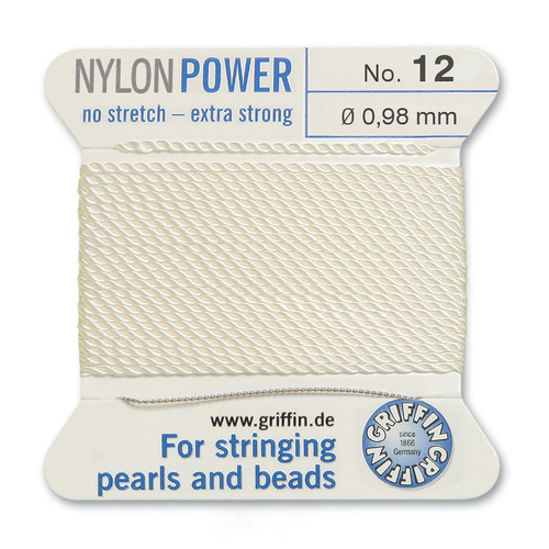 No 12 - 0.98mm - White Carded Bead Cord Nylon Power