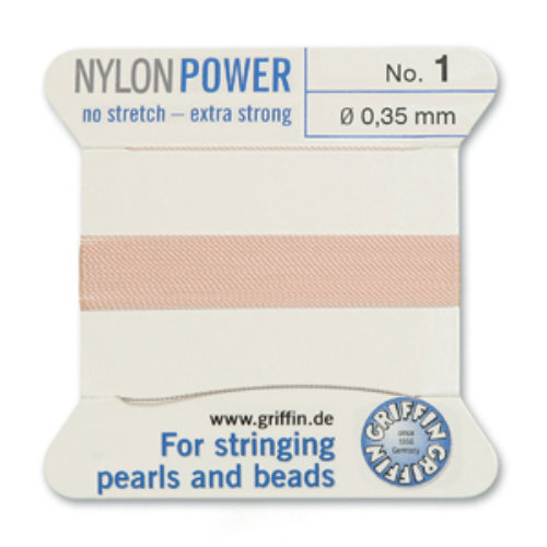 No 1 - 0.35mm - Light Pink Carded Bead Cord Nylon Power