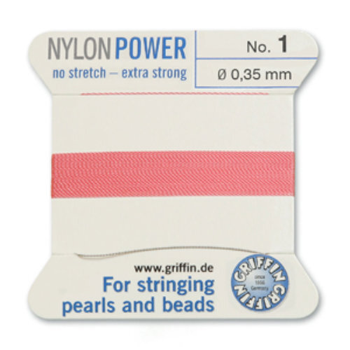 No 1 - 0.35mm - Dark Pink Carded Bead Cord Nylon Power