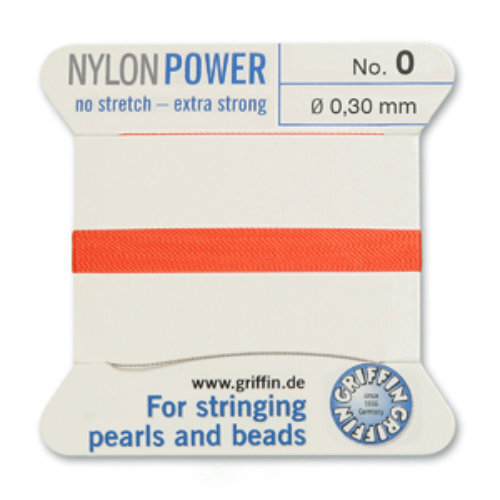 No 0 - 0.30mm - Coral Carded Bead Cord Nylon Power
