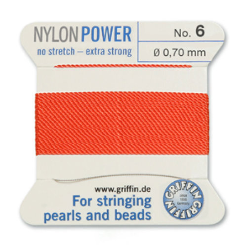 No 6 - 0.70mm - Coral Carded Bead Cord Nylon Power