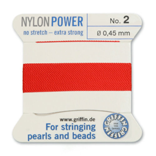 No 2 - 0.45mm - Red Carded Bead Cord Nylon Power