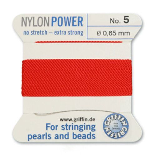 No 5 - 0.65mm - Red Carded Bead Cord Nylon Power