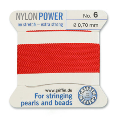 No 6 - 0.70mm - Red Carded Bead Cord Nylon Power