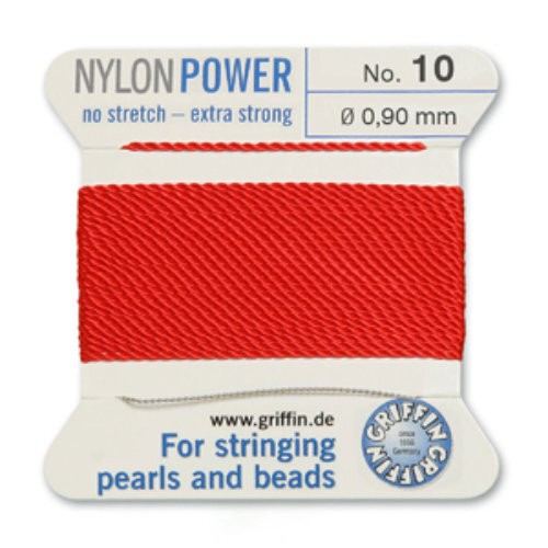No 10 - 0.90mm - Red Carded Bead Cord Nylon Power