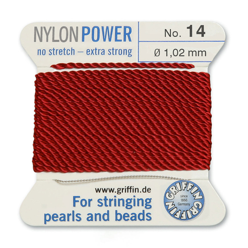 No 14 - 1.02mm - Garnet Carded Bead Cord Nylon Power