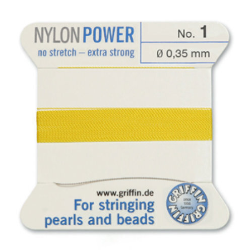 No 1 - 0.35mm - Yellow Carded Bead Cord Nylon Power