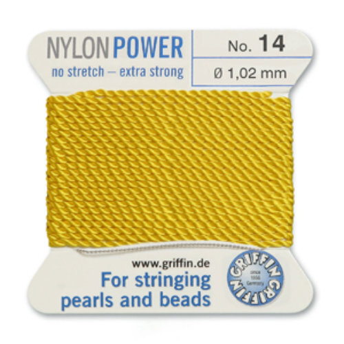 No 14 - 1.02mm - Yellow Carded Bead Cord Nylon Power