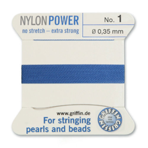 No 1 - 0.35mm - Blue Carded Bead Cord Nylon Power