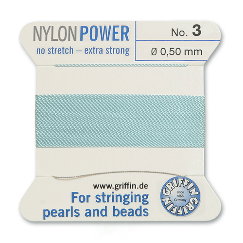 No 3 - 0.50mm - Turquoise Carded Bead Cord Nylon Power