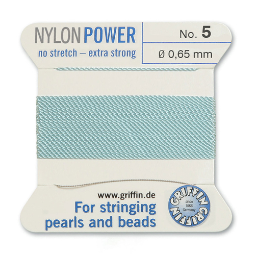No 5 - 0.65mm - Turquoise Carded Bead Cord Nylon Power
